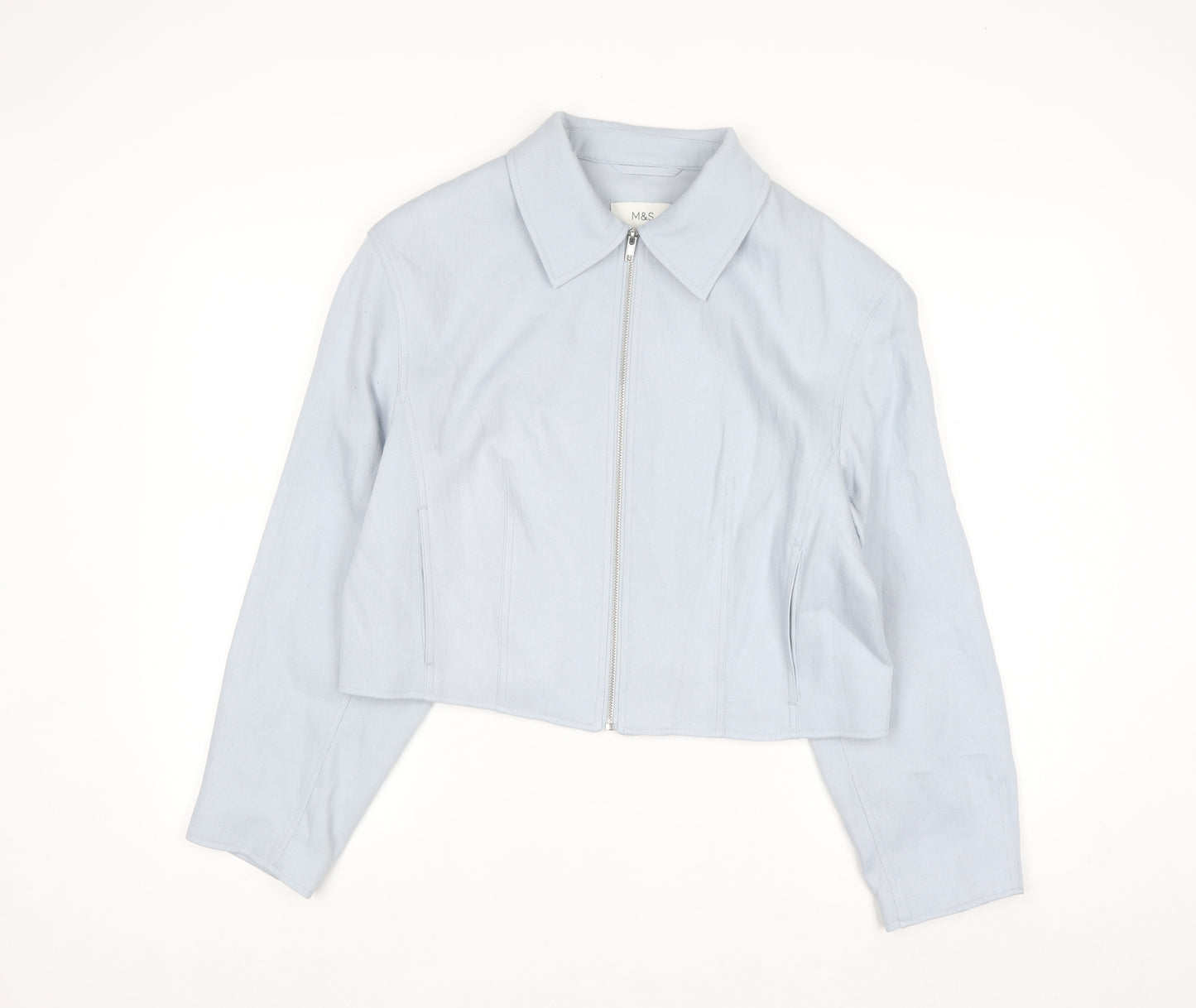 Marks and Spencer Womens Blue Cropped Zip Jacket Size 14