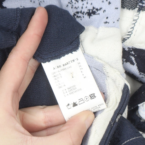 Aldo Martin’s Women Blue Striped Collared Cardigan Size 8