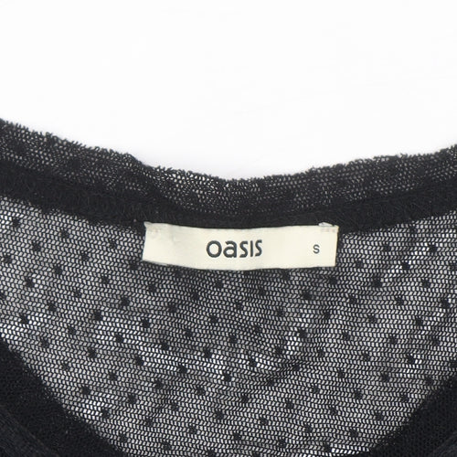Oasis Women’s Black Mesh Lace Short Sleeve Tunic Blouse Size S