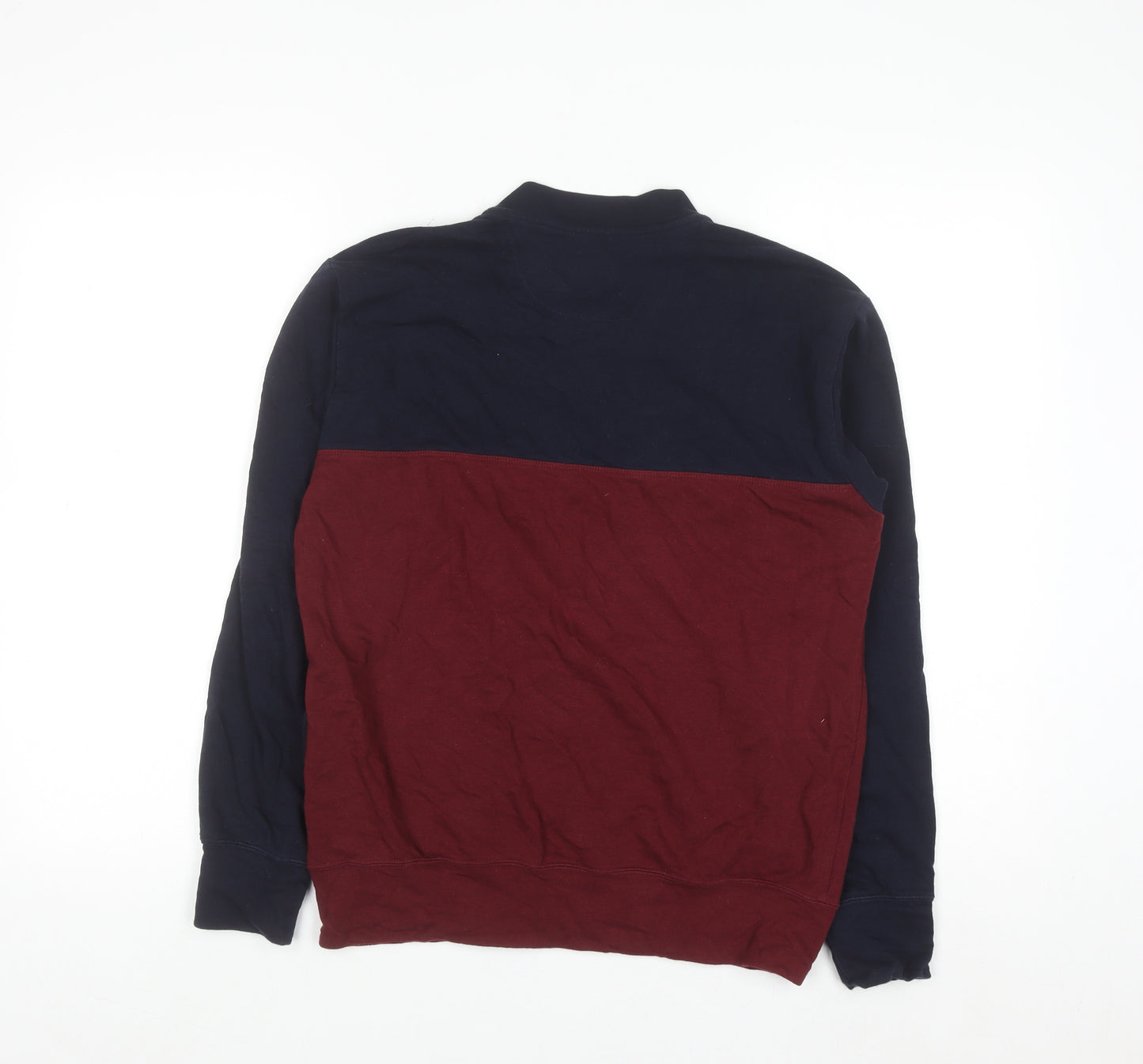 Uniqlo Men's Blue and Red Henley Sweatshirt Size S