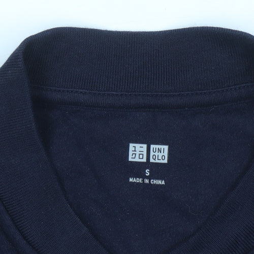 Uniqlo Men's Blue and Red Henley Sweatshirt Size S