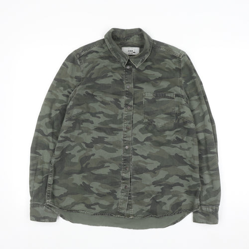 New Look Women’s Green Camo Button-Up Denim Shirt UK 10