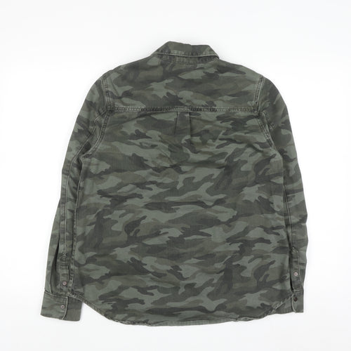 New Look Women’s Green Camo Button-Up Denim Shirt UK 10