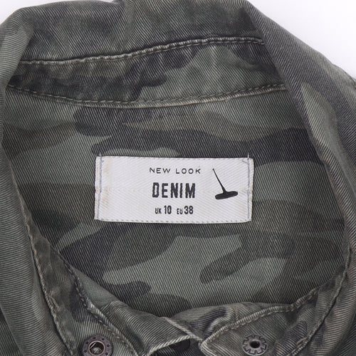 New Look Women’s Green Camo Button-Up Denim Shirt UK 10