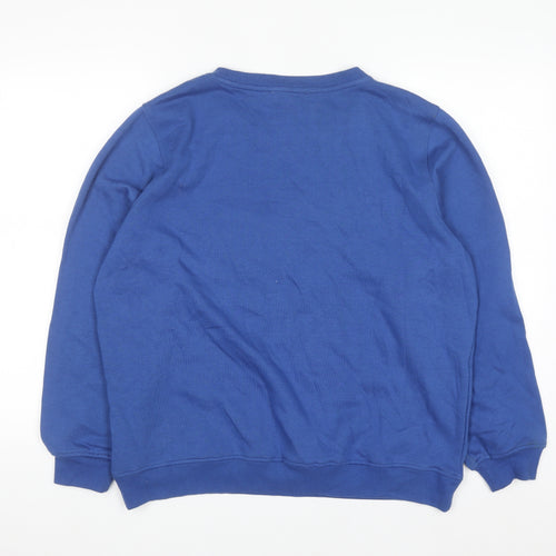 Rebecca Malone Women's Blue Pullover Sweatshirt L Cotton Blend Bird Motif