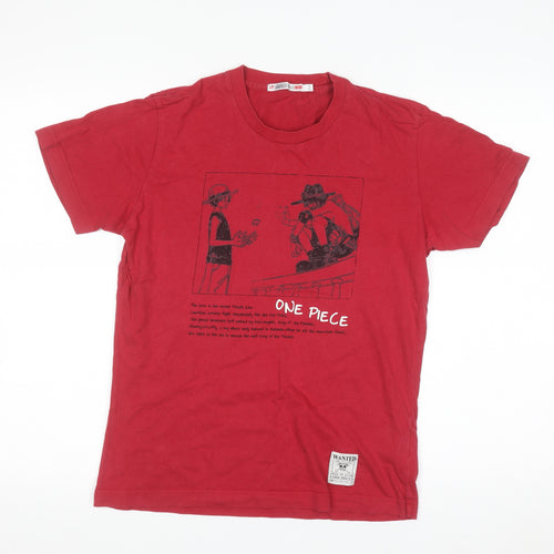 Uniqlo Men Red One Piece Anime Graphic Cotton T-Shirt Size S