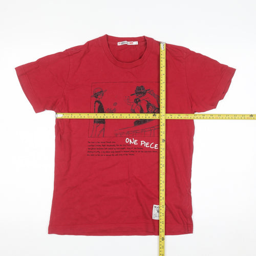 Uniqlo Men Red One Piece Anime Graphic Cotton T-Shirt Size S