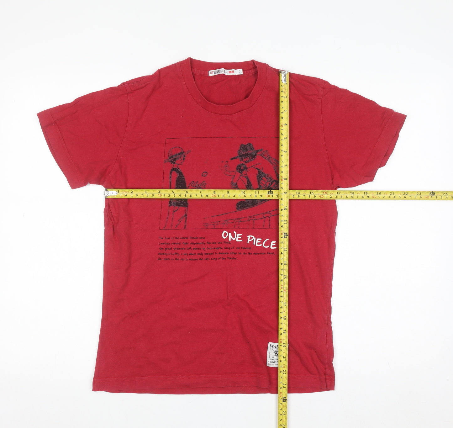 Uniqlo Men Red One Piece Anime Graphic Cotton T-Shirt Size S