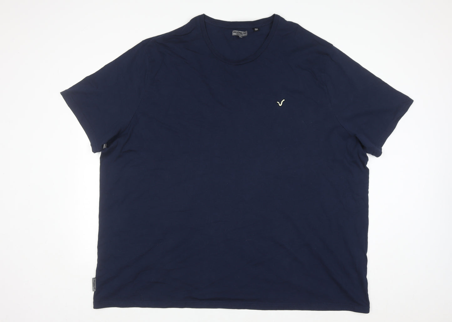 Von Jeans Co. Men's Navy Crew Neck Cotton T-Shirt 5XL Classic Fit