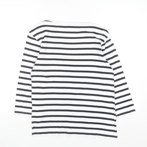 Cotton Traders Womens Ivory Striped 3/4 Sleeve T-Shirt Size 14