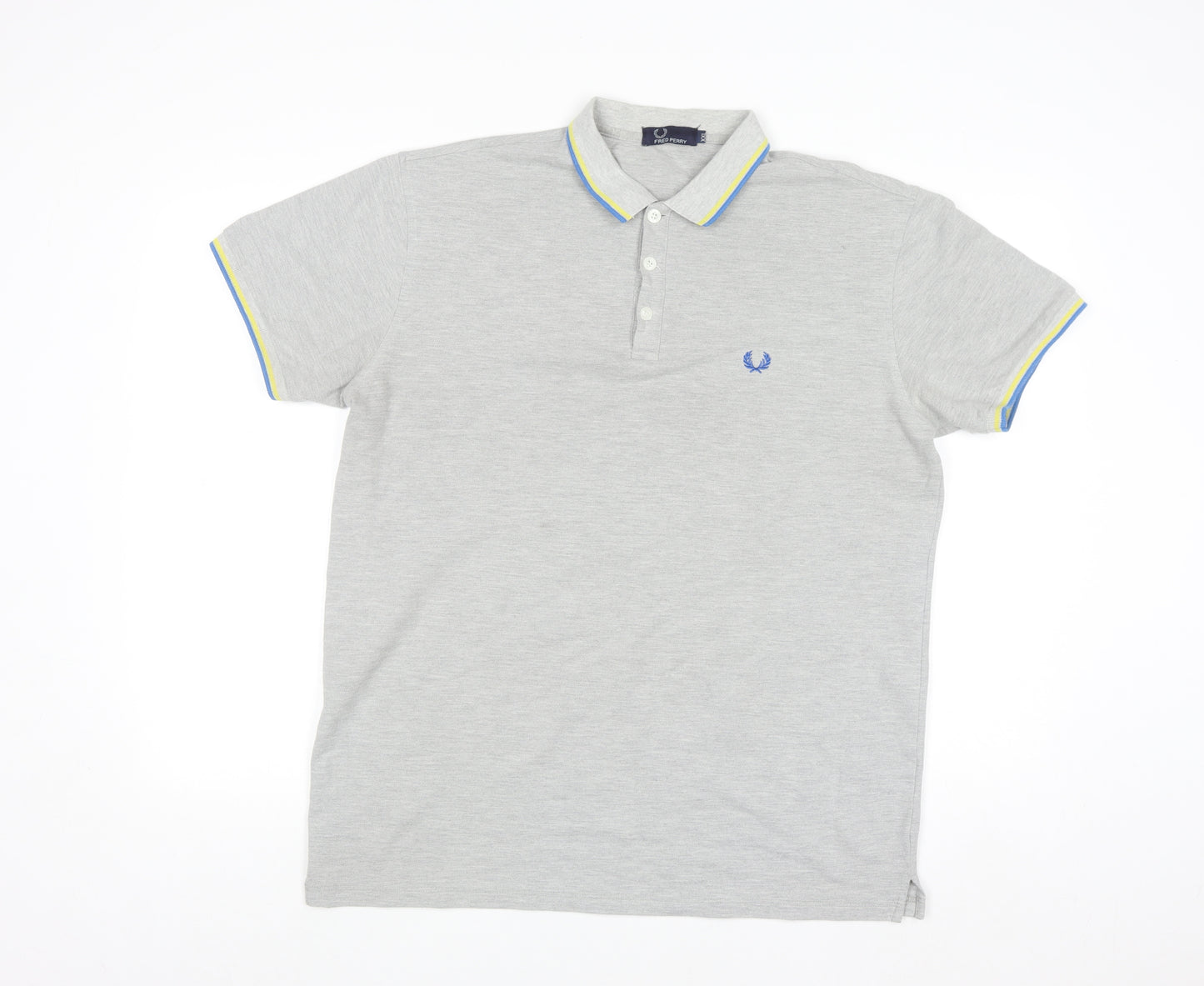 Fred Perry Mens Grey 2XL Polo Shirt Preppy Cotton Classic Style