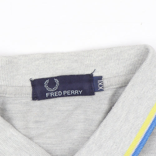 Fred Perry Mens Grey 2XL Polo Shirt Preppy Cotton Classic Style