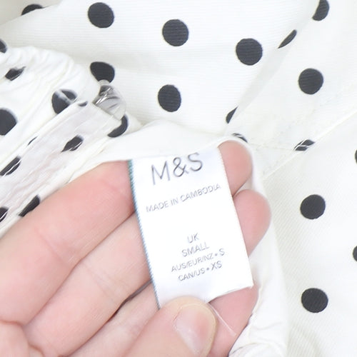 Marks and Spencer Women's White Polka Dot Windbreaker Jacket Size S