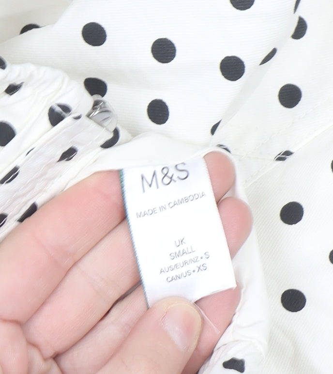 Marks and Spencer Women's White Polka Dot Windbreaker Jacket Size S