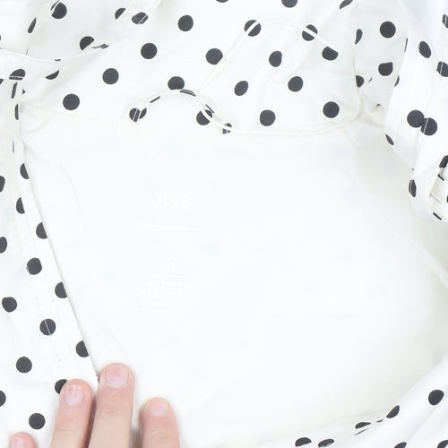 Marks and Spencer Women's White Polka Dot Windbreaker Jacket Size S