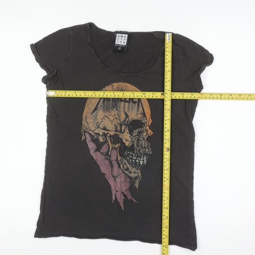 Amplified Women Black Metallica Graphic Cotton T-Shirt Size S