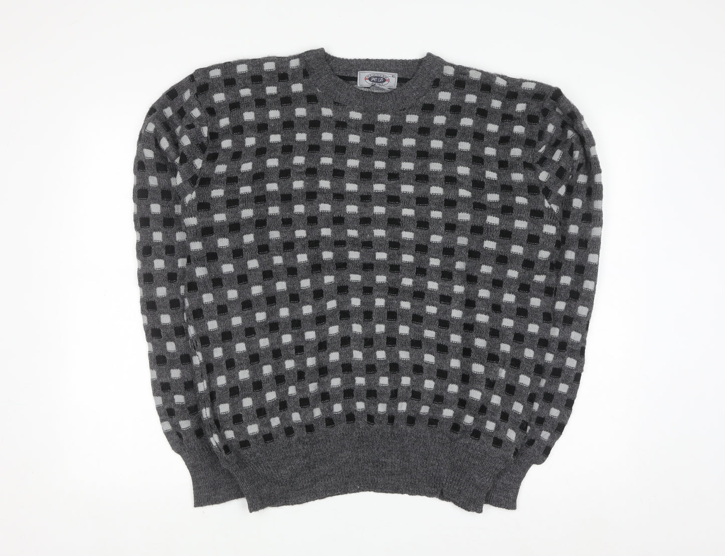 Hemingway Point Men's Grey Check Knit Crew Neck Jumper XL