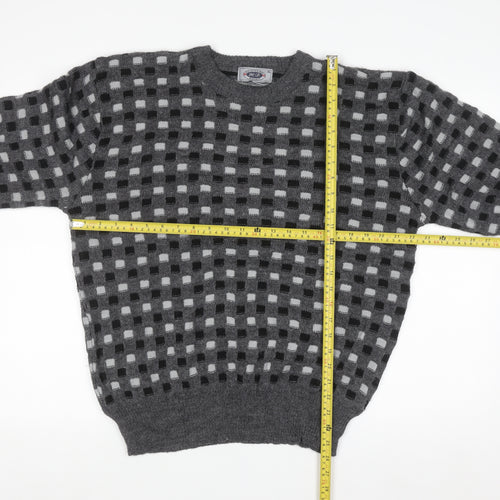 Hemingway Point Men's Grey Check Knit Crew Neck Jumper XL