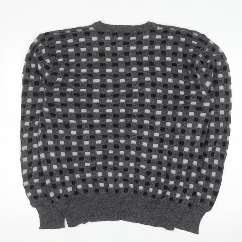 Hemingway Point Men's Grey Check Knit Crew Neck Jumper XL
