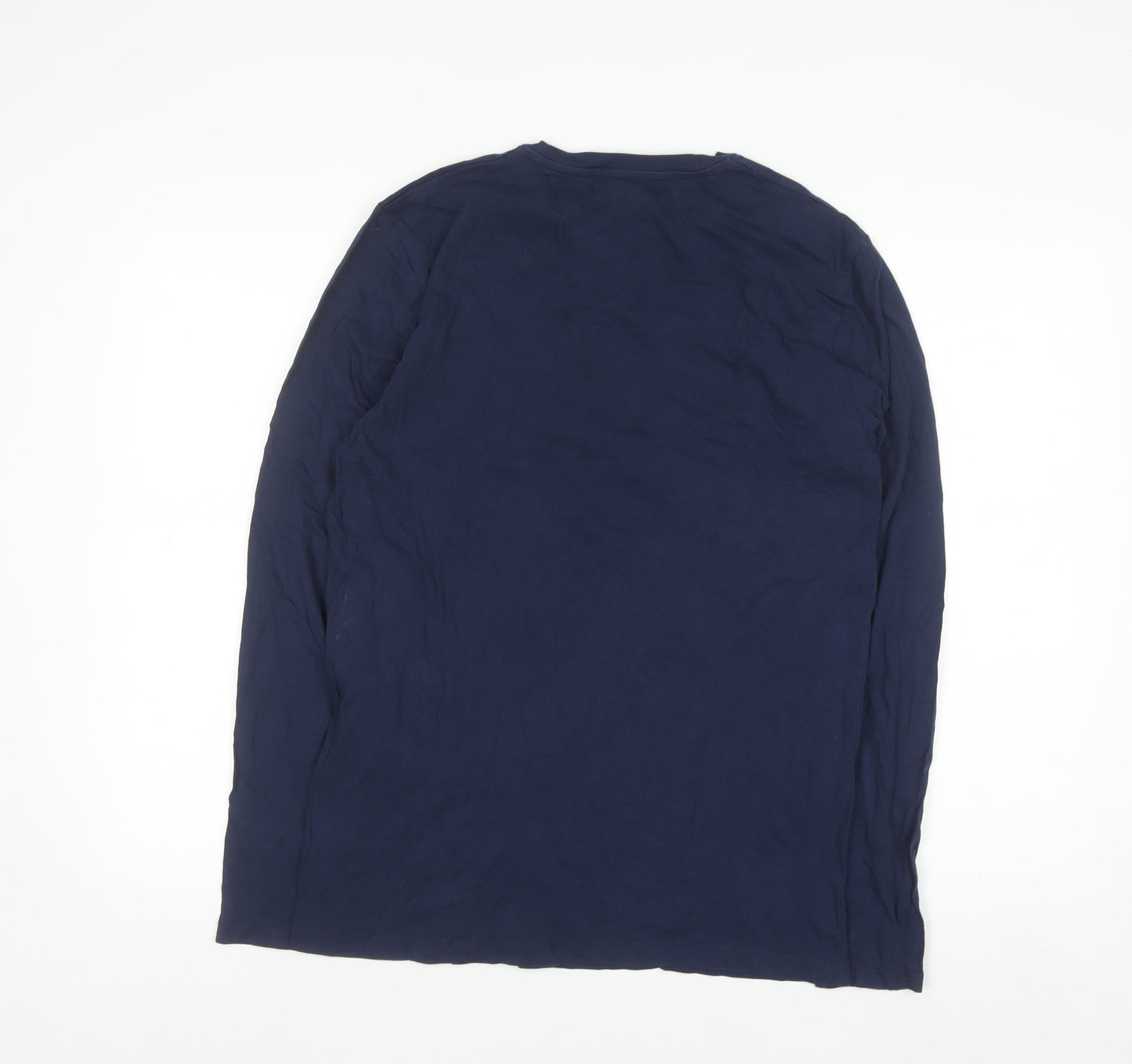 Wrangler Men's Blue Long Sleeve Graphic Cotton T-Shirt Size M