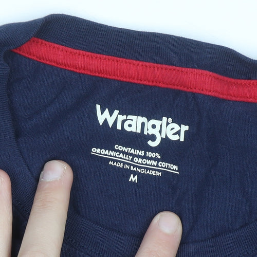 Wrangler Men's Blue Long Sleeve Graphic Cotton T-Shirt Size M