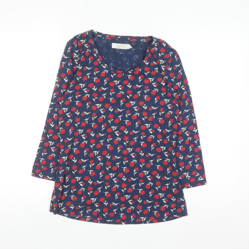 Seasalt Women Blue Floral Organic Cotton Long Sleeve T-Shirt Size 10