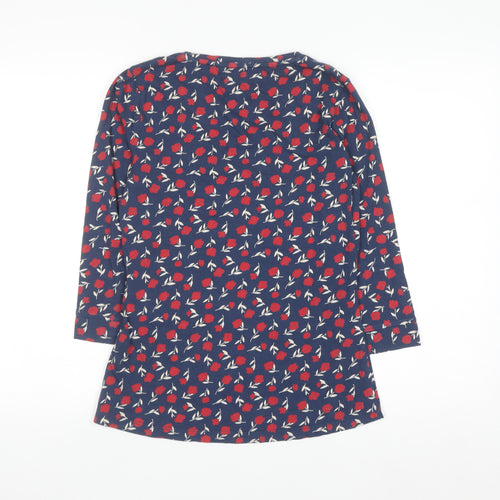Seasalt Women Blue Floral Organic Cotton Long Sleeve T-Shirt Size 10