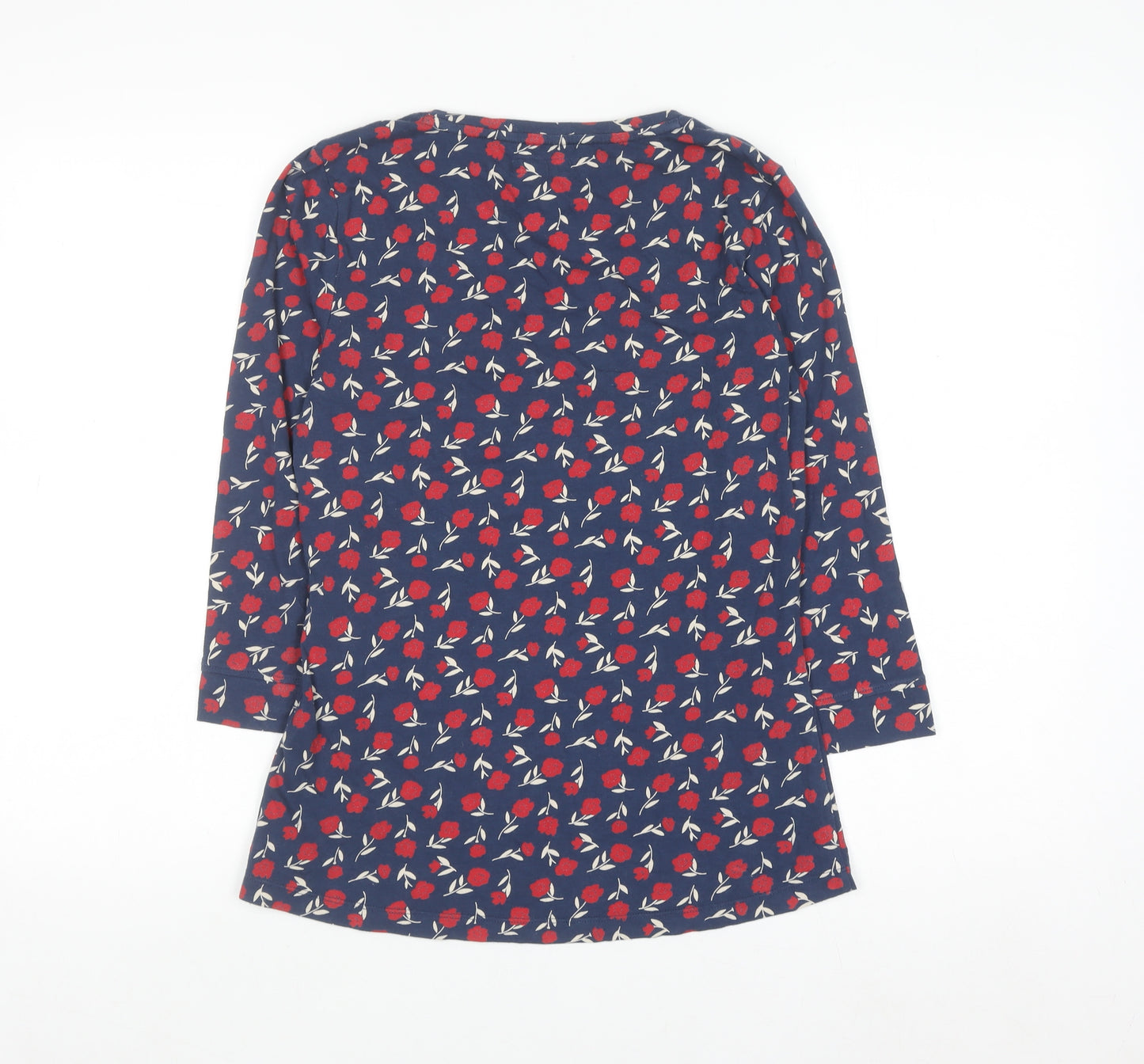 Seasalt Women Blue Floral Organic Cotton Long Sleeve T-Shirt Size 10