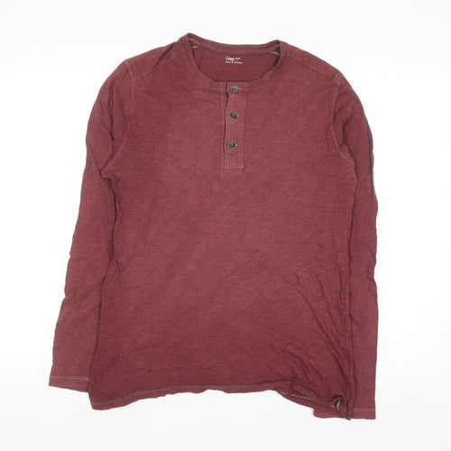 Gap Men's Red Long Sleeve Henley Cotton Casual Shirt Size S