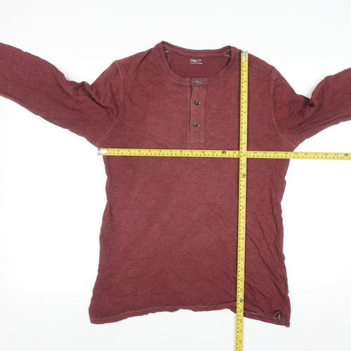 Gap Men's Red Long Sleeve Henley Cotton Casual Shirt Size S