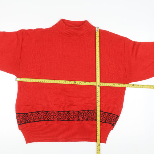 Shirley K Women's Red Acrylic Mock Neck Cable-Knit Jumper M