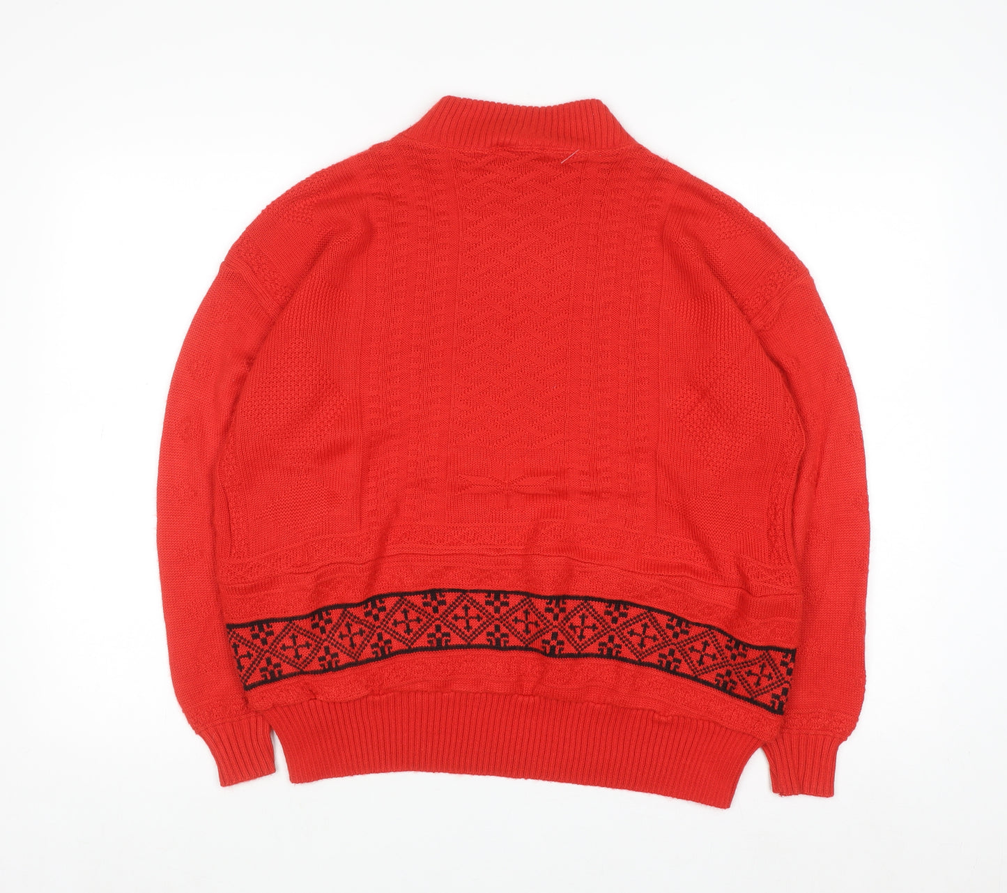 Shirley K Women's Red Acrylic Mock Neck Cable-Knit Jumper M