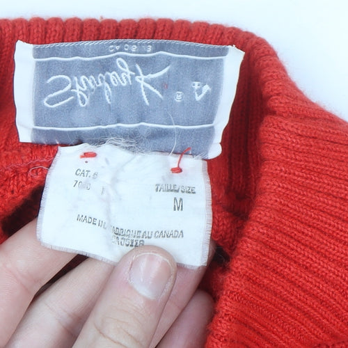 Shirley K Women's Red Acrylic Mock Neck Cable-Knit Jumper M