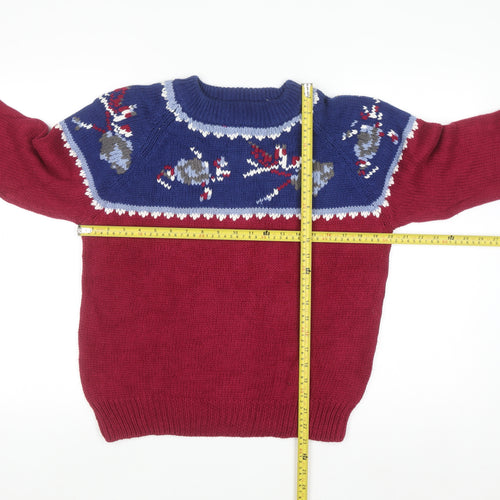 Persuasion Women Red Christmas Fair Isle Knit Jumper Size S