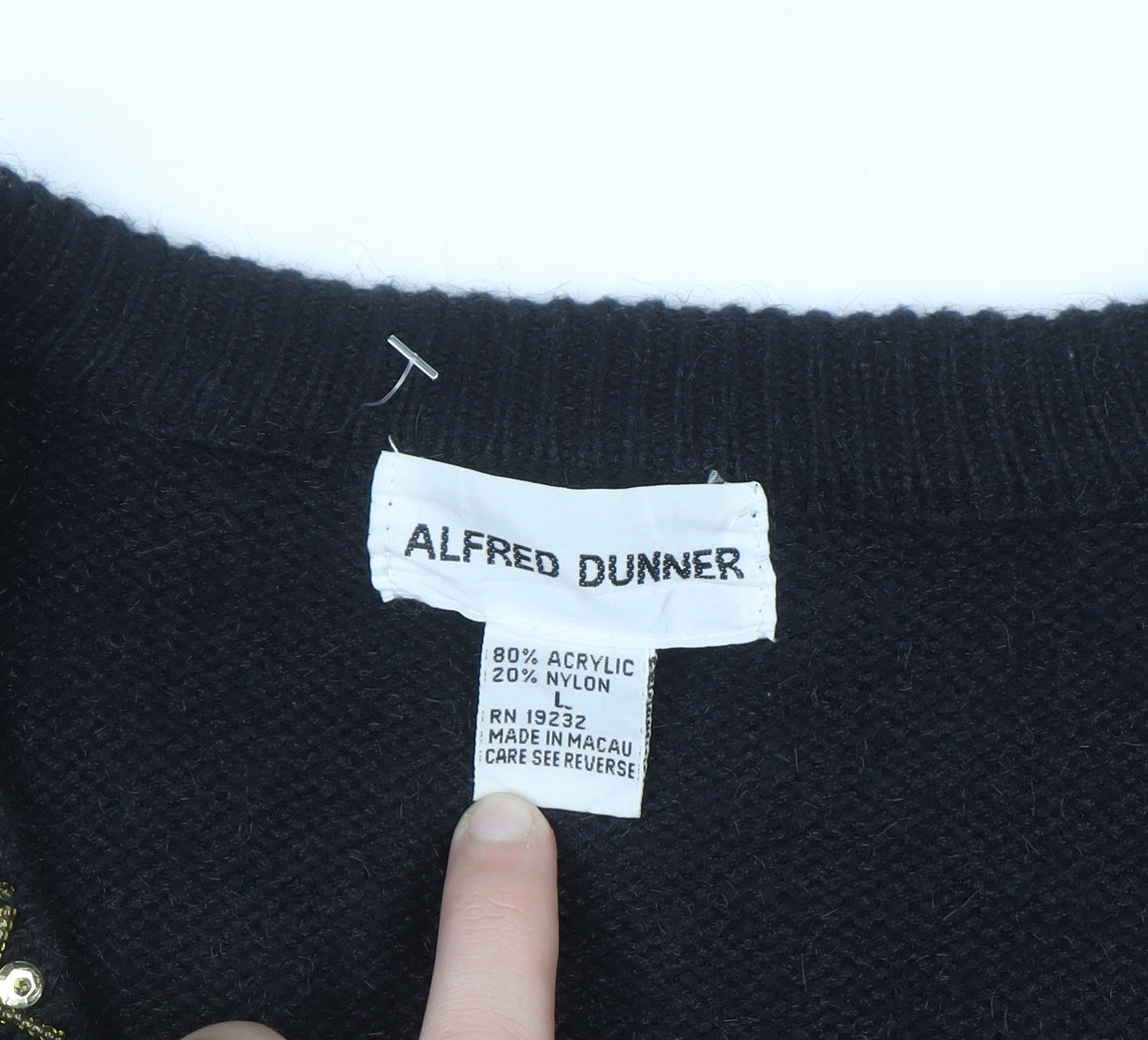 Alfred Dunner Women's Black Sequin Beaded Cardigan Size L