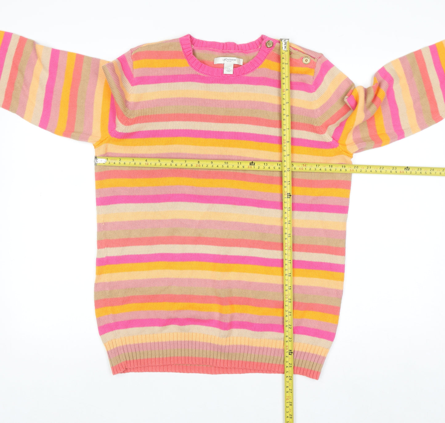 Liz Claiborne Women’s Multicoloured Striped Cotton Jumper L