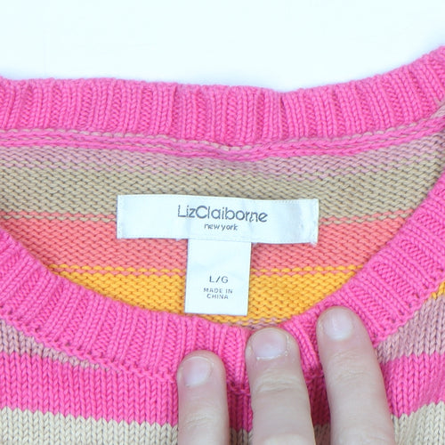 Liz Claiborne Women’s Multicoloured Striped Cotton Jumper L