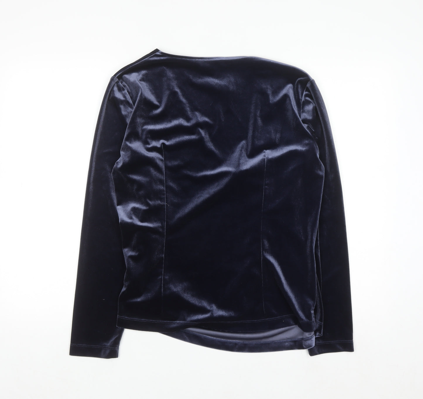 Heine Women Blue Velvet Wrap Blouse Long Sleeve Size 18