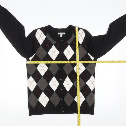 Croft & Barrow Women's Black Argyle Cardigan Jumper Size S