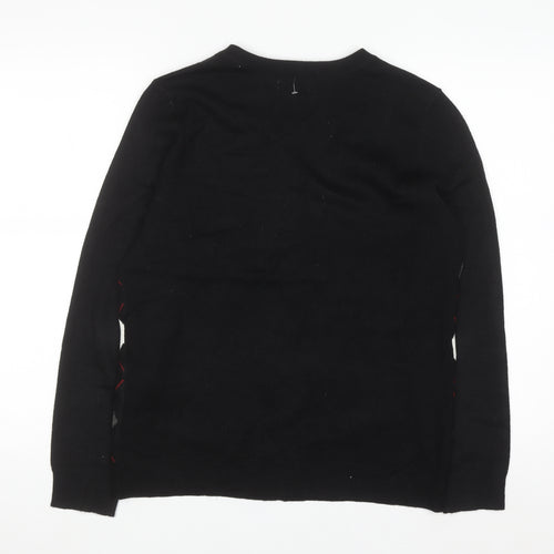 Croft & Barrow Women's Black Argyle Cardigan Jumper Size S