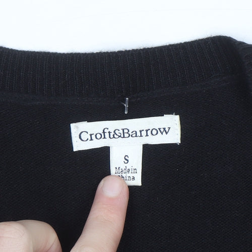 Croft & Barrow Women's Black Argyle Cardigan Jumper Size S