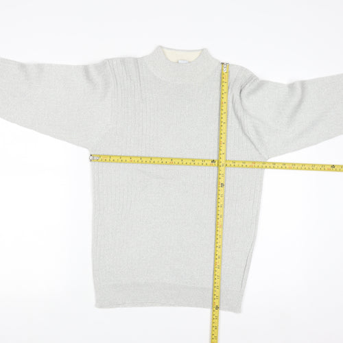 P'Galli Womens Silver Mock Neck Knit Pullover Jumper Size M
