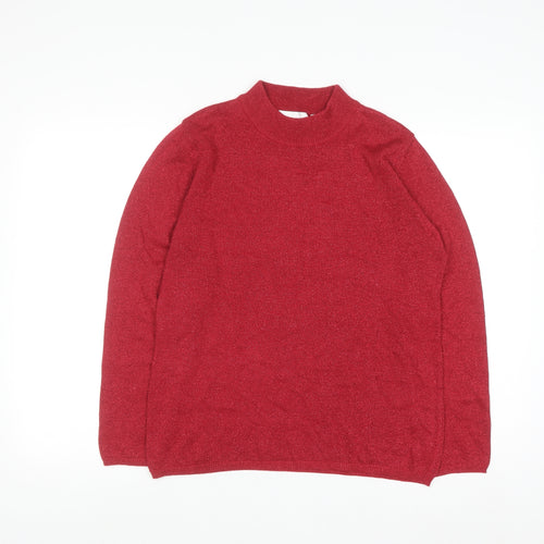 Tradition Women's Red Mock Neck Long Sleeve Pullover Jumper Size S