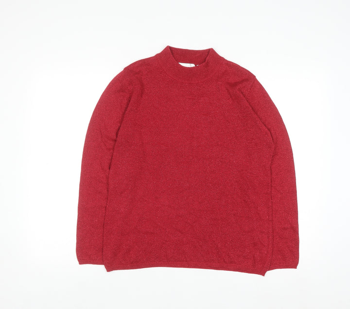 Tradition Women's Red Mock Neck Long Sleeve Pullover Jumper Size S