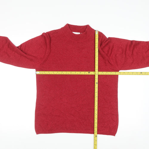 Tradition Women's Red Mock Neck Long Sleeve Pullover Jumper Size S