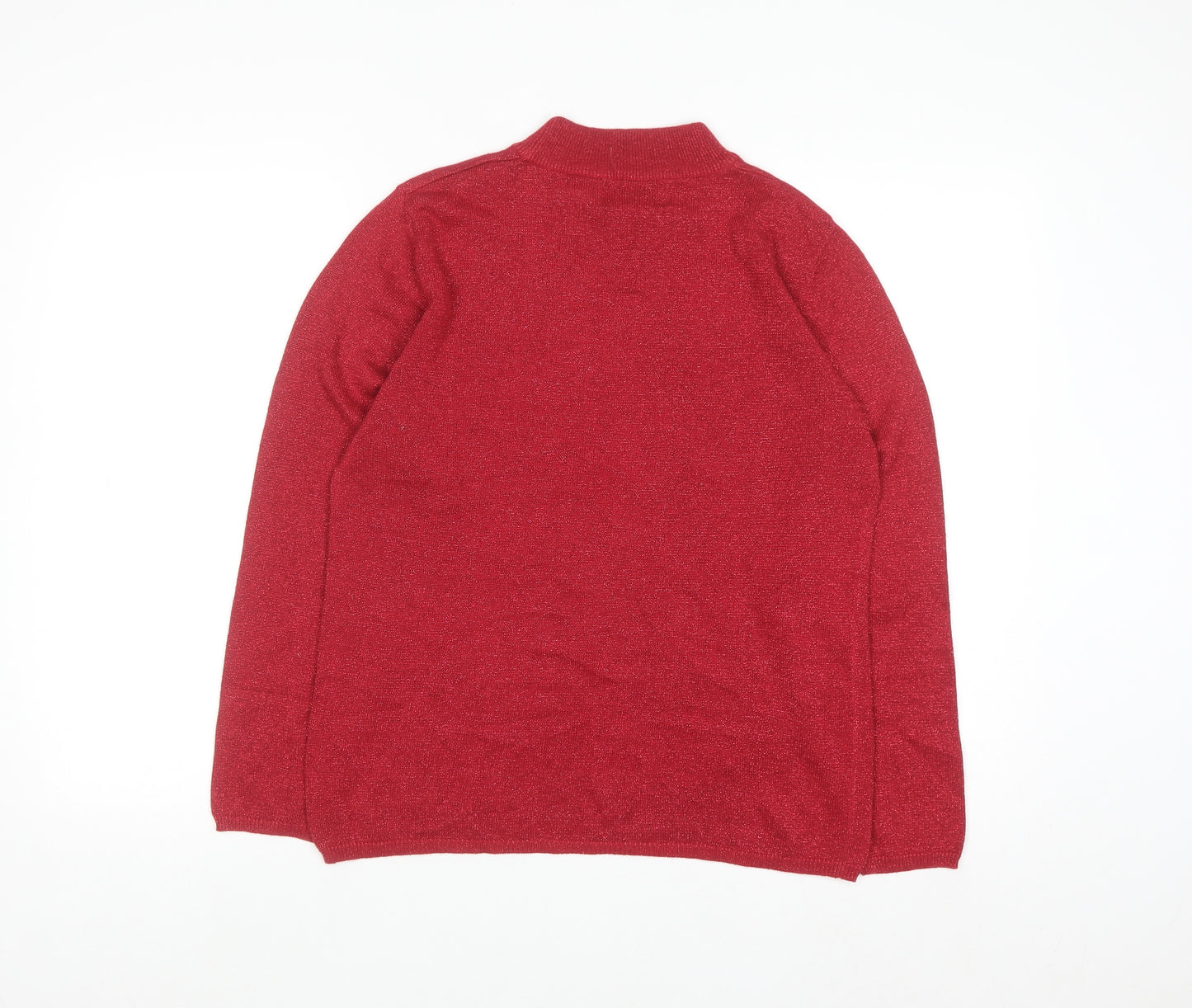 Tradition Women's Red Mock Neck Long Sleeve Pullover Jumper Size S
