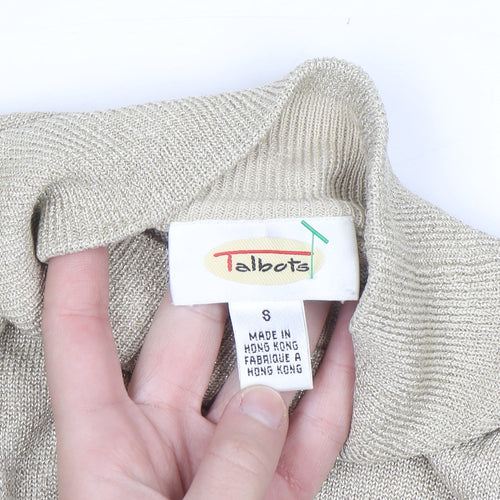 Talbots Women’s Beige Metallic Knit Roll Neck Jumper Size S