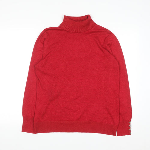 Carolyn Taylor Women Red Roll Neck Knit Jumper L Long Sleeve