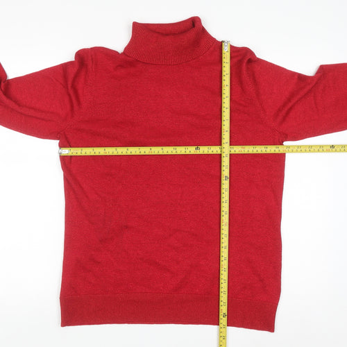 Carolyn Taylor Women Red Roll Neck Knit Jumper L Long Sleeve
