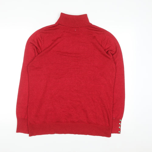 Carolyn Taylor Women Red Roll Neck Knit Jumper L Long Sleeve